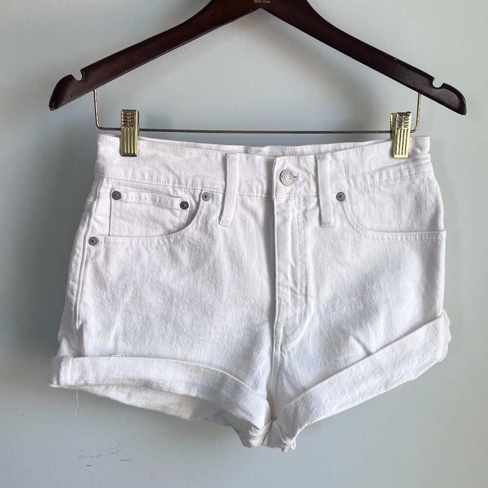 MADEWELL High-Rise Denim Shorts in Tile White Size 27